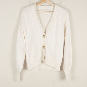 LOULOU Studio Zanzibar 90% Wool Cashmere Knit Ivory White Cardigan Womens Sz XS
